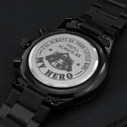 My Hero - Engraved Stainless Steel Watch Engraving Chronograph Watch