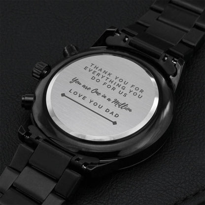 Black Chronograph Watch - Fathers Day Engraving Chronograph Watch