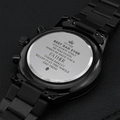 To The Best Dad Ever Engraving Chronograph Watch