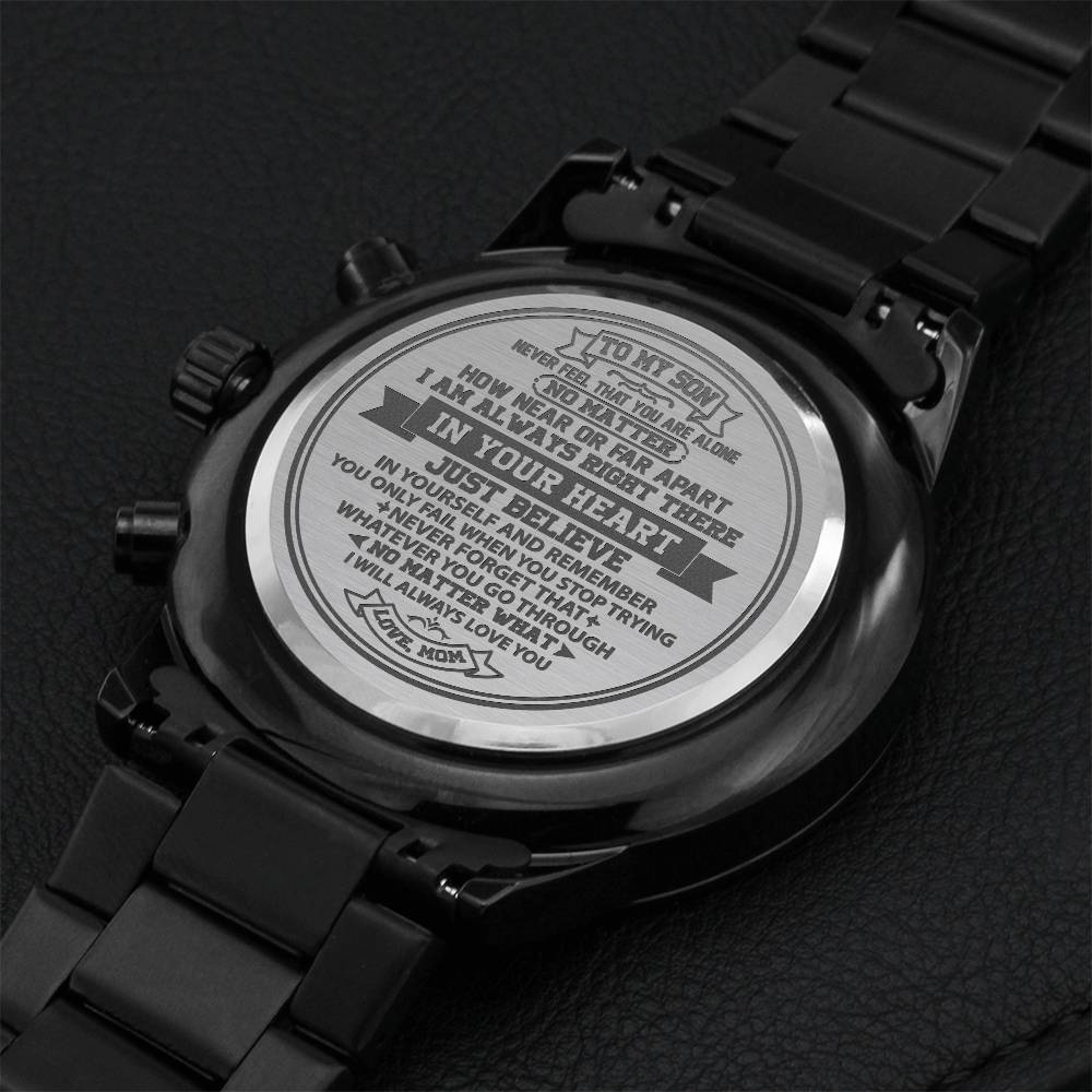 To My Son - Personalised Men's Watch - In Your Heart Engraving Chronograph Watch
