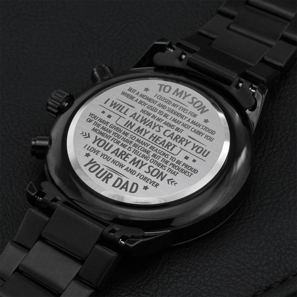 To My Son - I Will Always Carry You In My Heart - Chronograph Watch Engraving Chronograph Watch