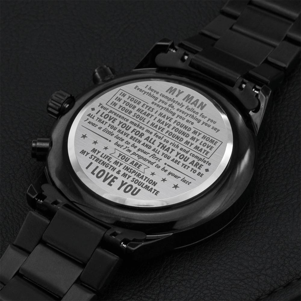 My Man - Completely Fallen For You - Engraved Watch Engraving Chronograph Watch