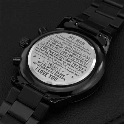 My Man - Completely Fallen For You - Engraved Watch Engraving Chronograph Watch
