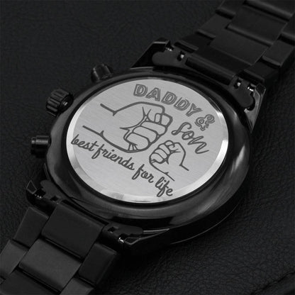 Daddy And Son Best Friends For Life Engraved Watch Engraving Chronograph Watch