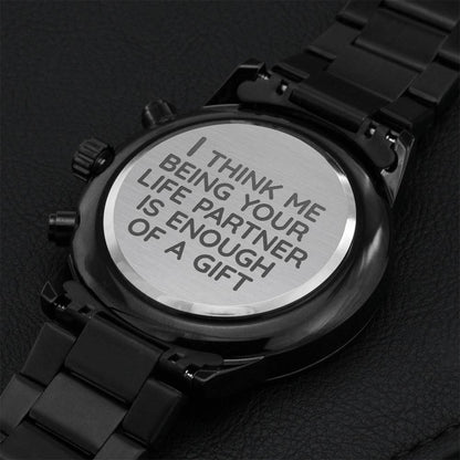 Gift For Life Partners Engraving Chronograph Watch