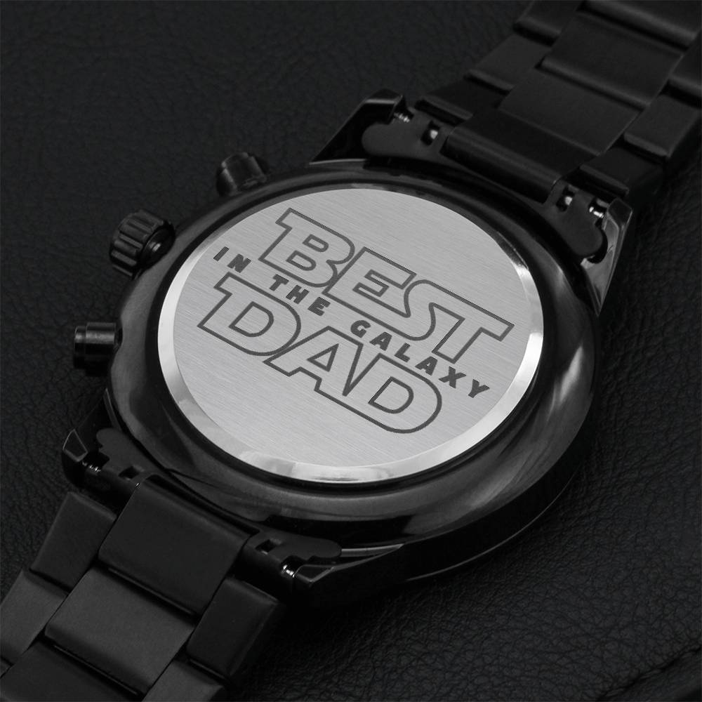 Best Dad In The Galaxy Engraving Chronograph Watch
