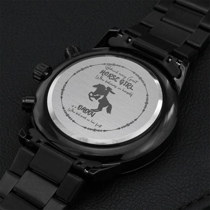 Behind Every Great Horse Girl Engraving Chronograph Watch