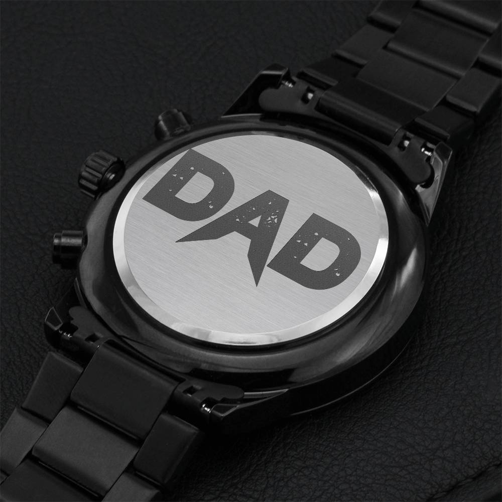 Engraved Design Black Chronograph Watch For Dad Engraving Chronograph Watch