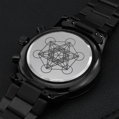 Metatron's Cube Chronograph Watch Sacred Geometry Torus Field Bucky Fuller Philomath Mathematics Plasma Physics Cymatics... Engraving Chronograph Watch