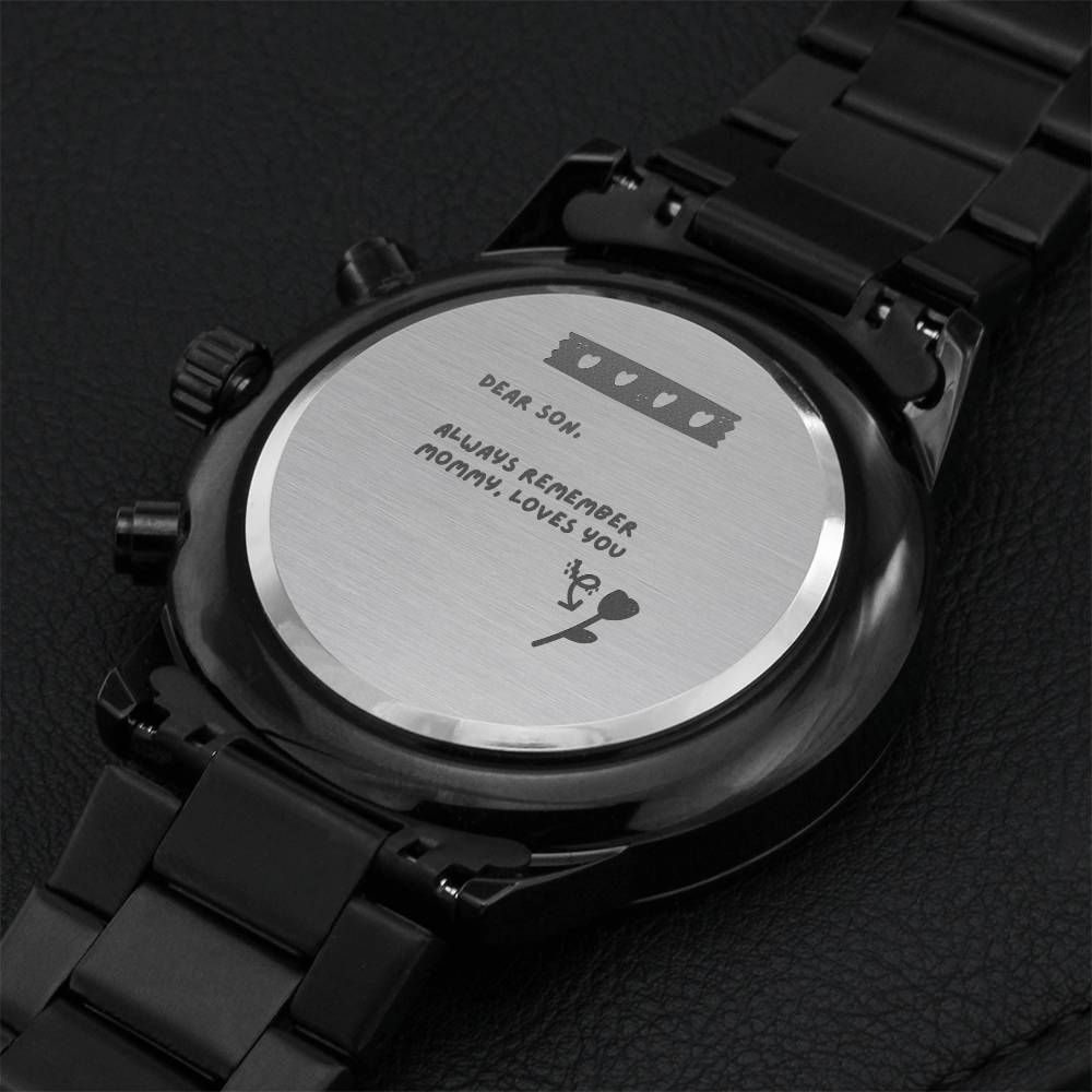 Gift For Him Custom Fonts Mens Watch Steel Watch Engraved Watch Customize Watch Husband Dad Fiancé Engraving Chronograph Watch