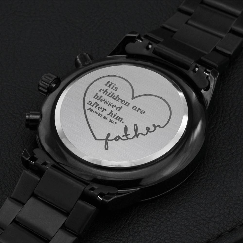 Gift For Dad Fathers Day Gift For Husband Dad Birthday Gift Black Chronograph Engraved Watch For Men Christmas Gift For Dad From Daughter Engraving Chronograph Watch