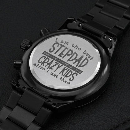 I Am The Best Stepdad - Black Chronograph Watch Engraving Chronograph Watch