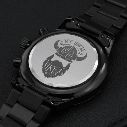 My Uncle Is A Viking Bearded Uncle Father's Day Gift Engraved Watch Engraving Chronograph Watch