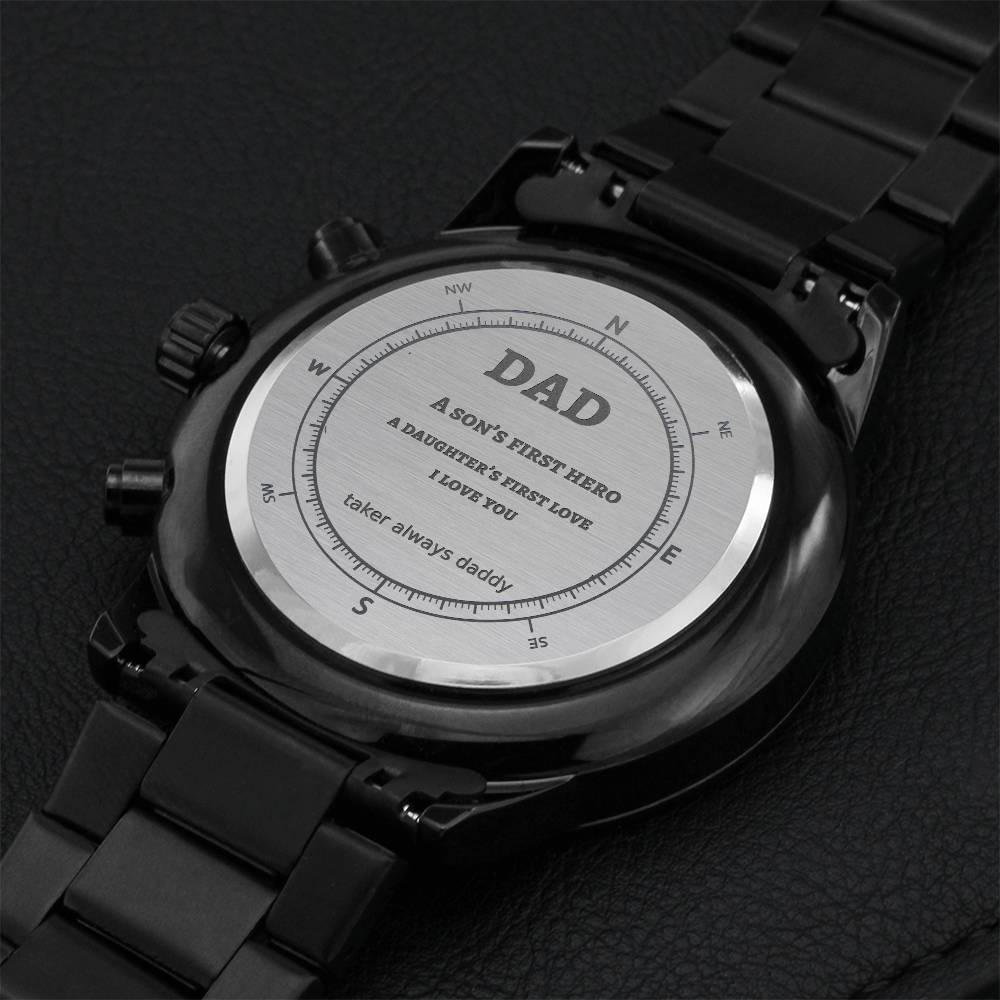 Cool Custom Hand Engraved Watch For Dad Engraved Message Gift For Dad From Son & Daughter Fathers Day Gift 2021 Engraving Chronograph Watch