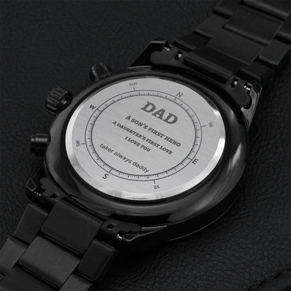 Cool Custom Hand Engraved Watch For Dad Engraved Message Gift For Dad From Son & Daughter Fathers Day Gift 2021 Engraving Chronograph Watch