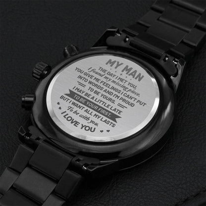 My Man The Day I Met You Engraved Watch Engraving Chronograph Watch