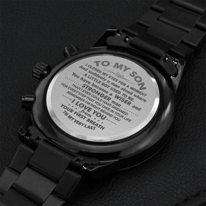 Gift For Son - Stronger Man - Watch Engraving Chronograph Watch