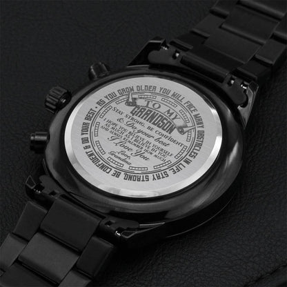 To My Grandson Love Grandma Engraved Gift Watch 1 Engraving Chronograph Watch