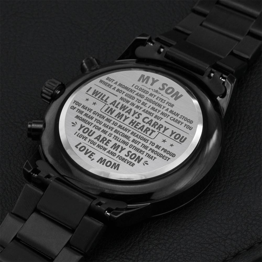 My Son - Always In My Heart - Engraved Watch Engraving Chronograph Watch