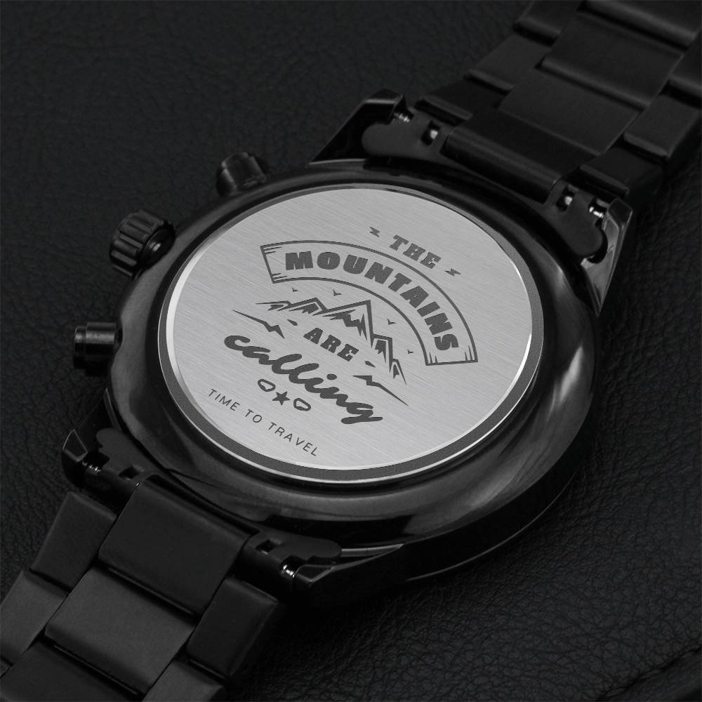 Time To Travel Grey Engraving Chronograph Watch