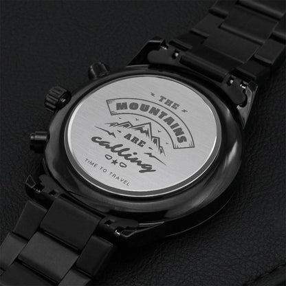 Time To Travel Grey Engraving Chronograph Watch