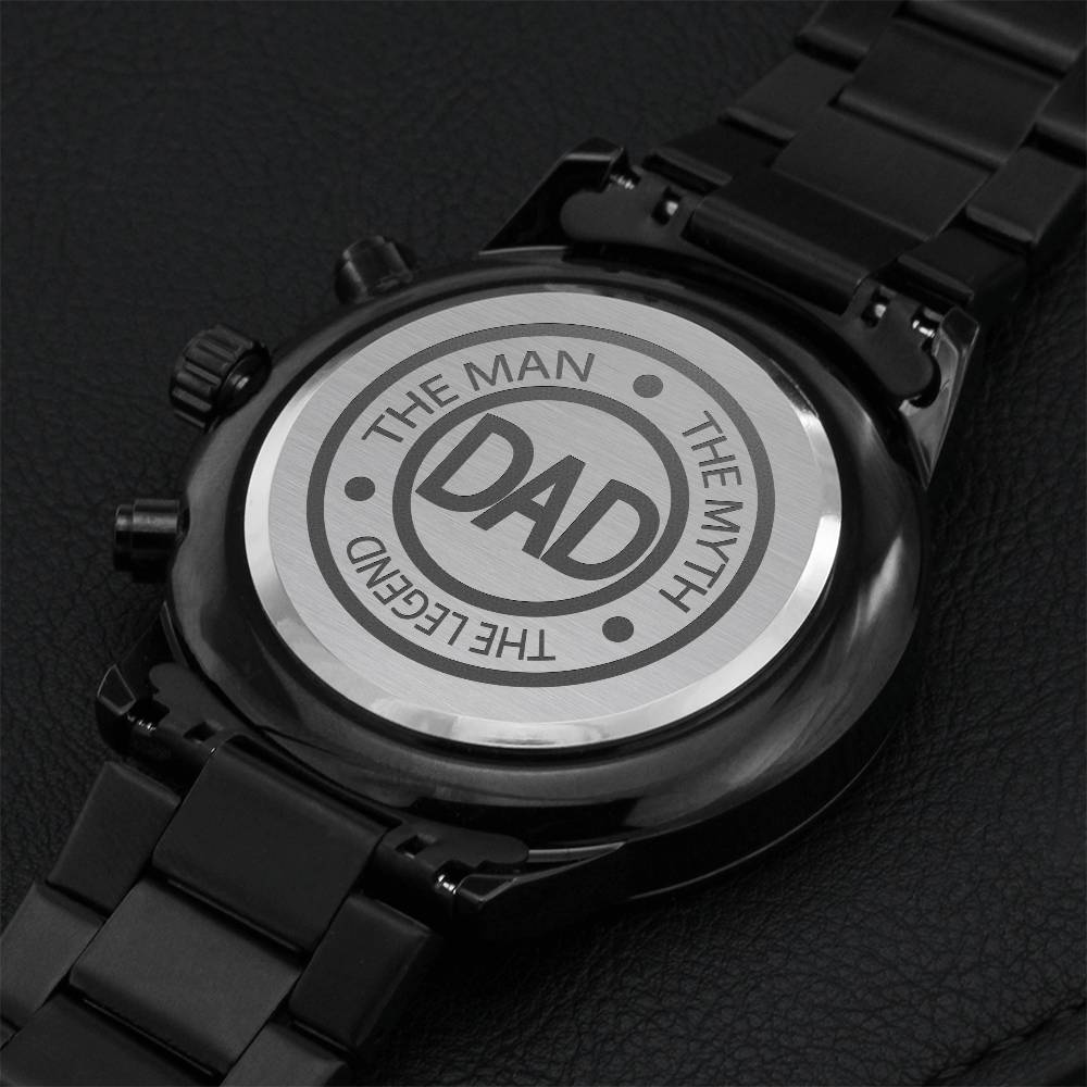 Dad - The Man The Myth The Legend - Gift For Father Engraving Chronograph Watch