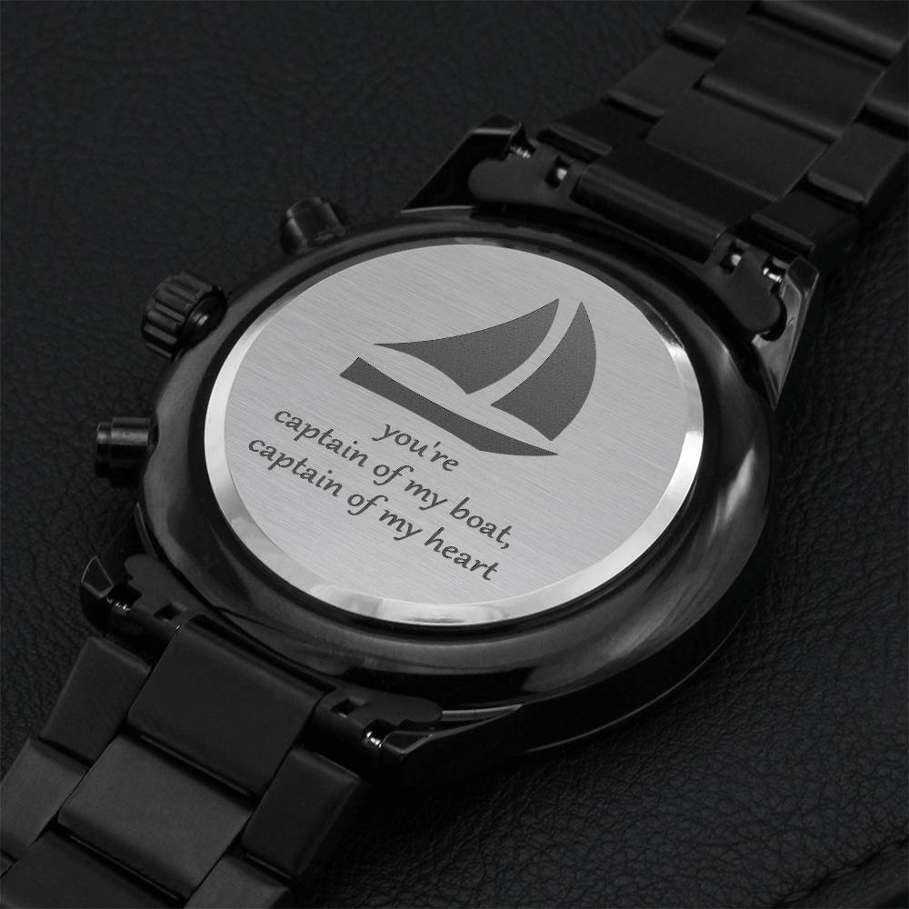 Captain Of My Heart - Watch Gift For Husband Engraving Chronograph Watch