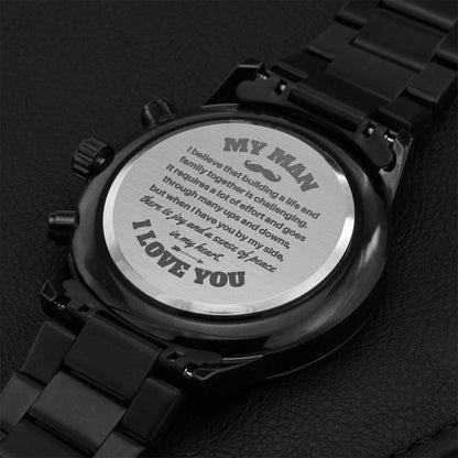 Sense Of Peace In My Heart Engraving Chronograph Watch