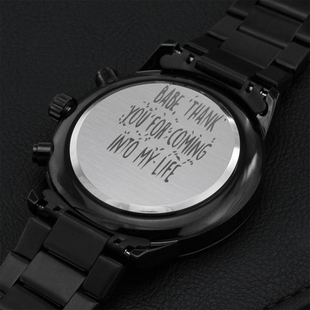 To My Boyfriend Engraving Chronograph Watch