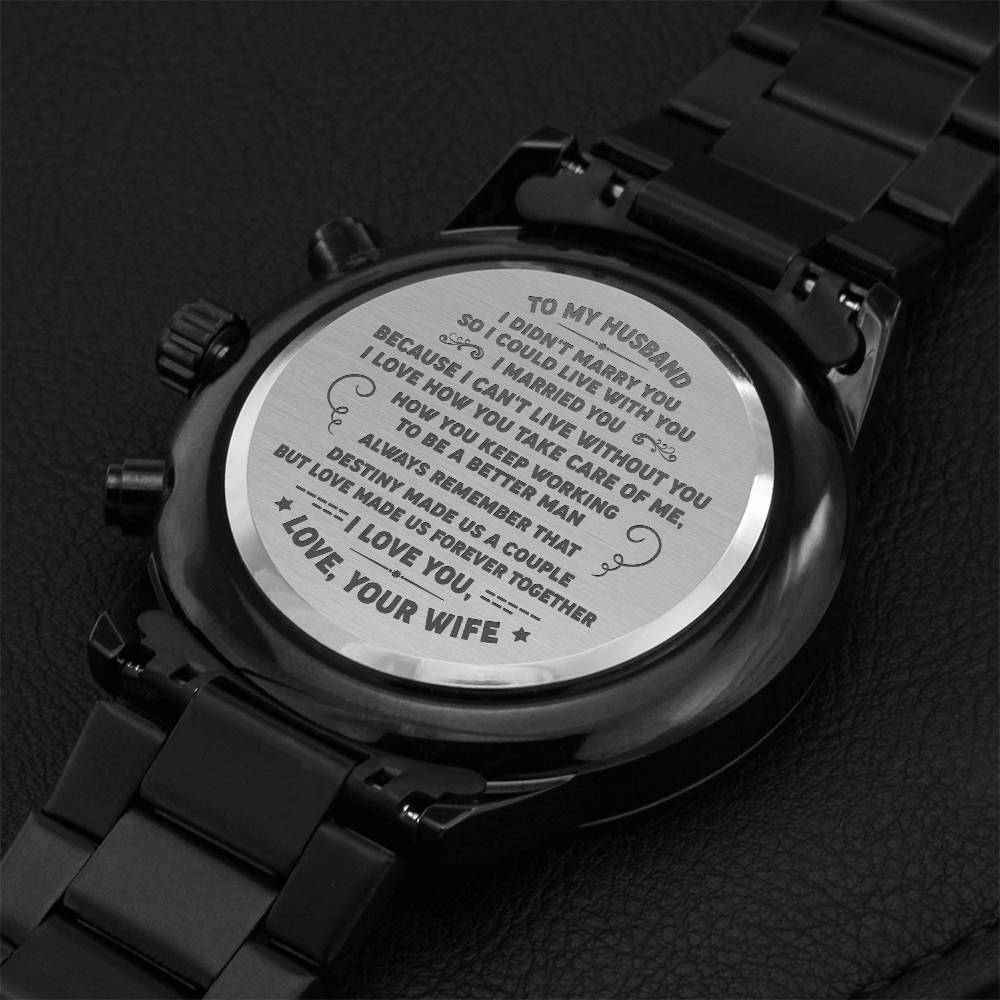 To My Husband I Love You Your Wife Husband Watch Gift From Wife Engraving Chronograph Watch