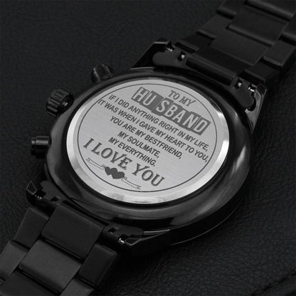 To My Husband Engraved Watch Gifts For Husband Anniversary Wedding Gift Birthday 1st Anniversary Gift For Husband Engraving Chronograph Watch