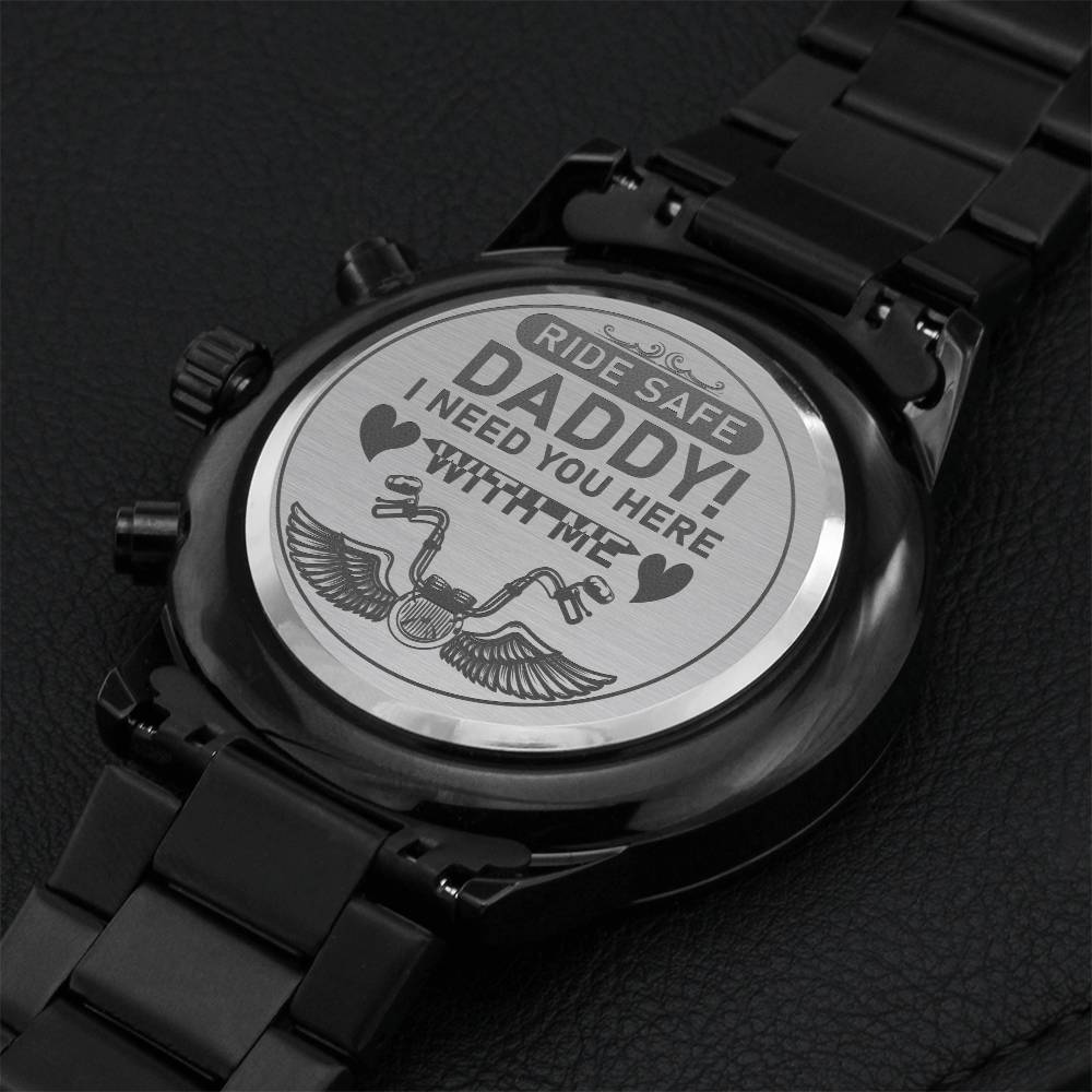 Customize Watch Watch For Dad Customize Gift For Biker Dads Biker Gifts Biking Dad Gift From Son & Daughter Engraved Watch For Bikers Engraving Chronograph Watch