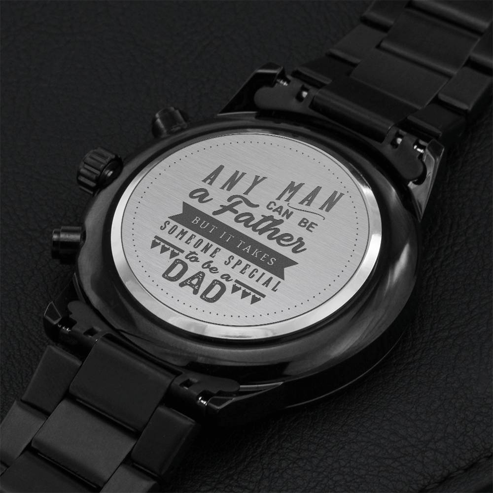 Engraved Black Chronograph Watch - Fathers Day Message 1 Engraving Chronograph Watch