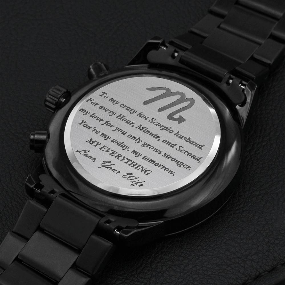 Scorpio Husband Stainless Steel Watch Engraving Chronograph Watch