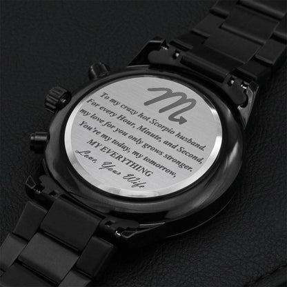 Scorpio Husband Stainless Steel Watch Engraving Chronograph Watch