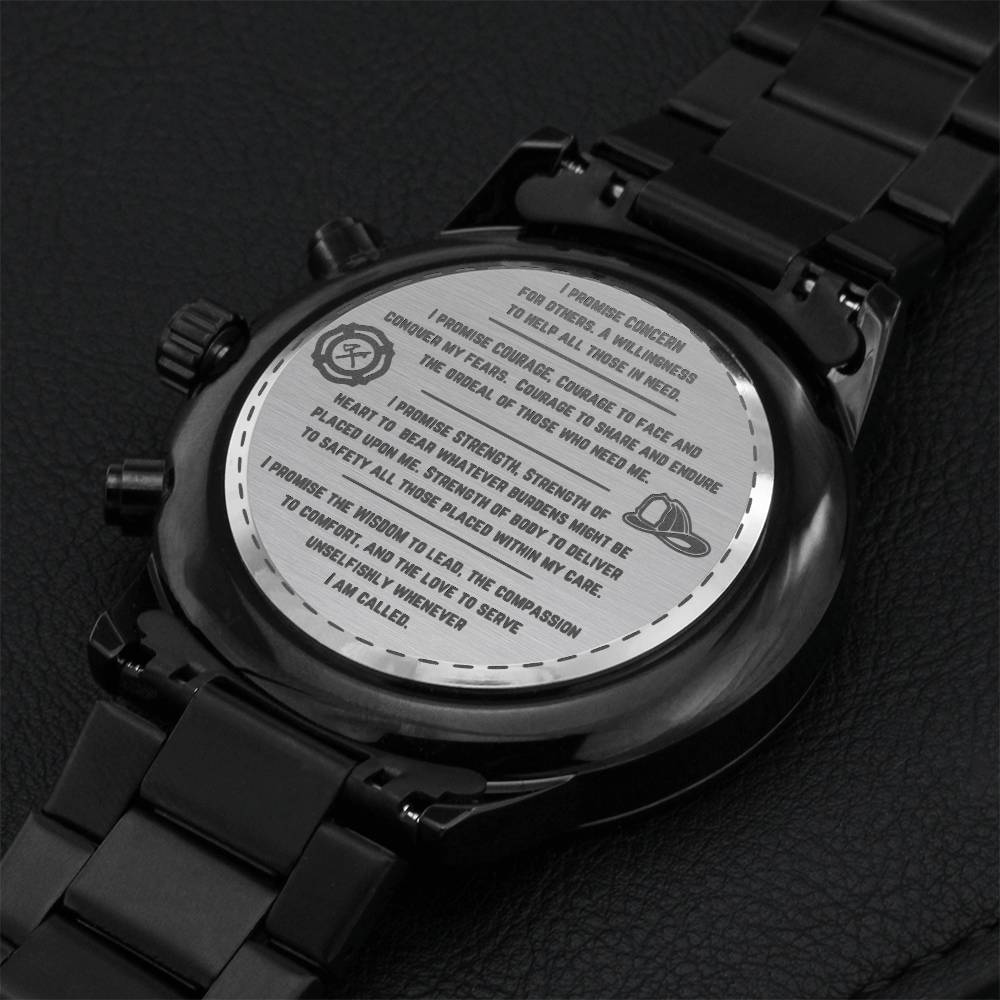 Firefighter's Pledge Engraved Watch Engraving Chronograph Watch