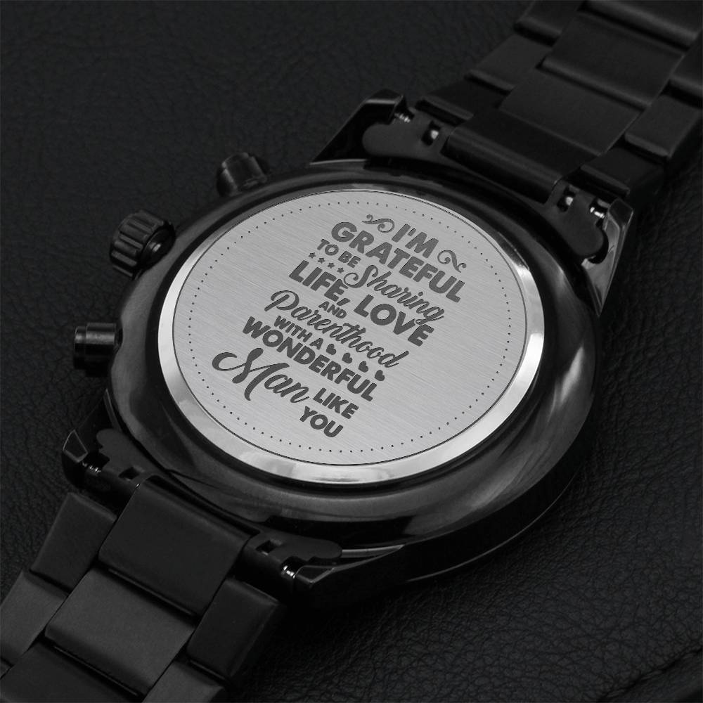 Engraved Black Chronograph Watch - Fathers Day Offer Engraving Chronograph Watch