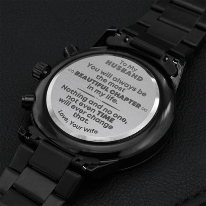 Husband Most Beautiful Chapters - Chronograph Watch Engraving Chronograph Watch