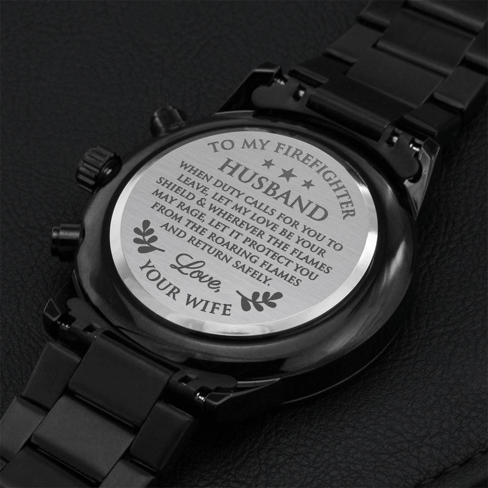 To My Firefighter Husband - Chronograph Watch Engraving Chronograph Watch