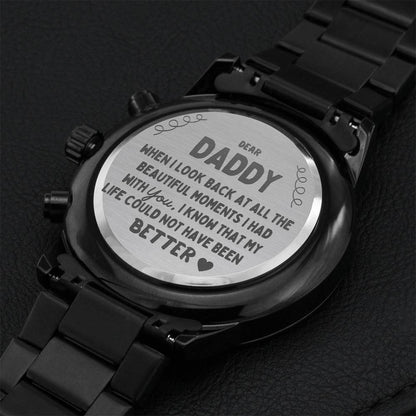 Dear Daddy Premium Watch For Father Day 1 Engraving Chronograph Watch