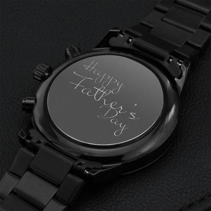 Eminent Customized Black Chronograph Watch Engraving Chronograph Watch