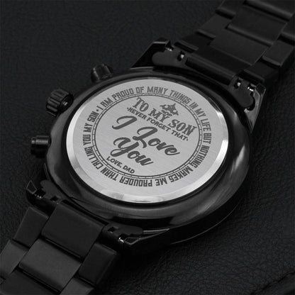 Proud Father Son Engraved Watch Engraving Chronograph Watch