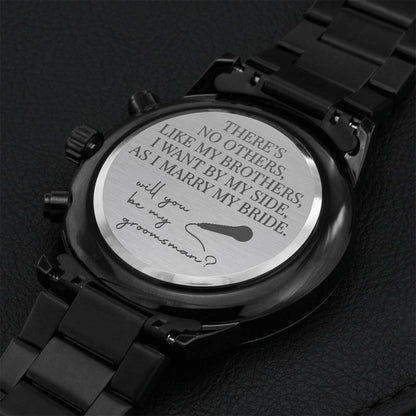 No Others Like My Brothers Engraving Chronograph Watch