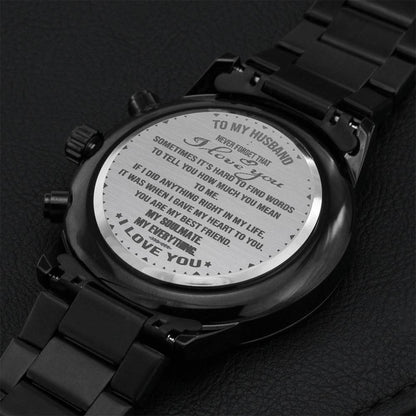 To My Husband Engraving Chronograph Watch
