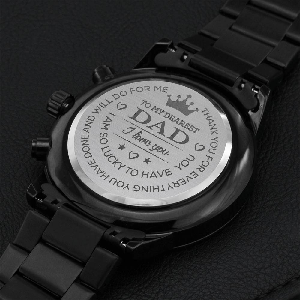 Best Gift For Dad. Birthday Gift. Christmas Gift. Engraving Chronograph Watch