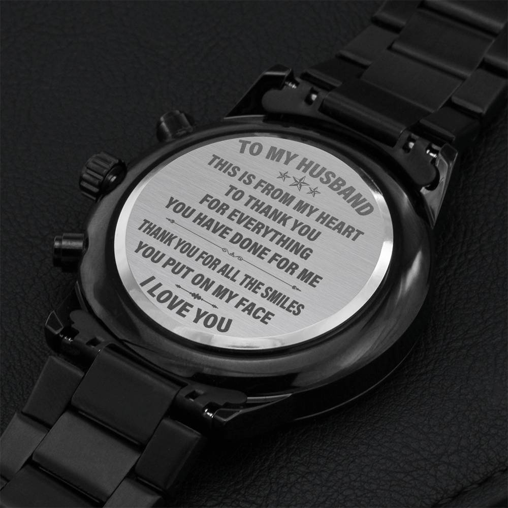 To My Husband Customize Watch Gift Engraving Chronograph Watch