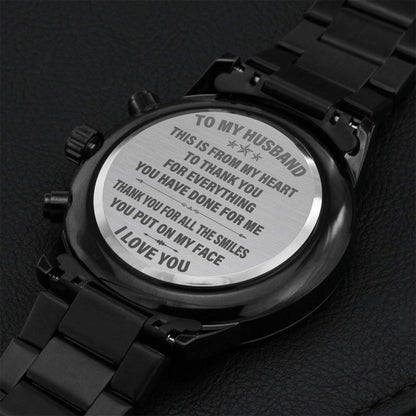 To My Husband Customize Watch Gift Engraving Chronograph Watch