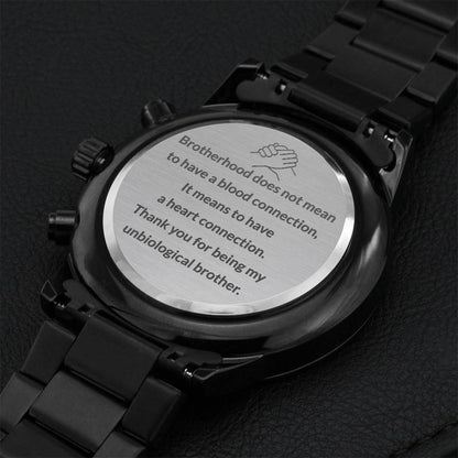 Best Gift For Unbiological Brother. Engraving Chronograph Watch