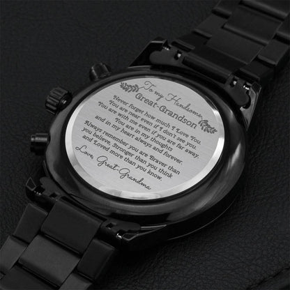 To My Handsome Great-grandson Engraving Chronograph Watch