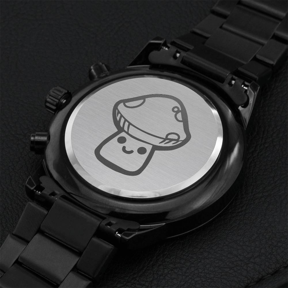 Happy Smiley Mushroom Chronograph Watch Smile Shroom Engraving Chronograph Watch